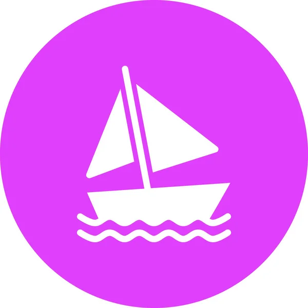 Zeilboot Icoon Badge Stijl — Stockvector