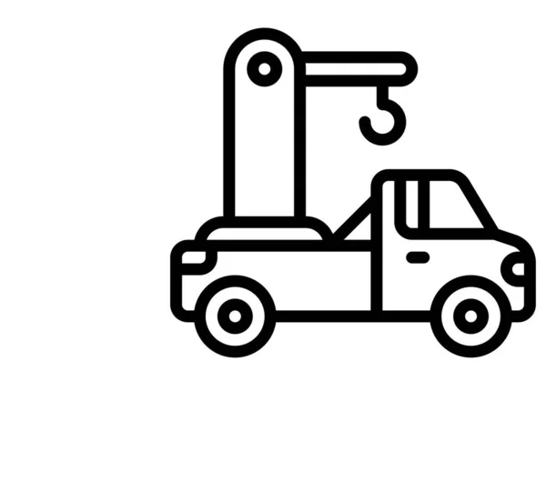 Transportvoertuig Sleepwagen Pictogram Omtrek Stijl — Stockvector