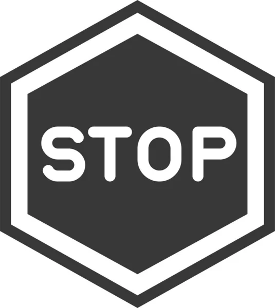 Road Signs Sign Stop Icon Solid Style — Vettoriale Stock