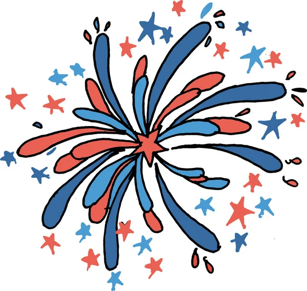 Icona Americana Celebrazioni Esplosione Stile Disegnato Mano — Vettoriale Stock