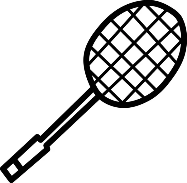 Badminton Icône Raquette Jeu Dans Style Contour — Image vectorielle