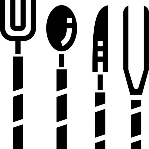 Cuchillo Tenedor Cuchara Icono Estilo Sólido — Archivo Imágenes Vectoriales