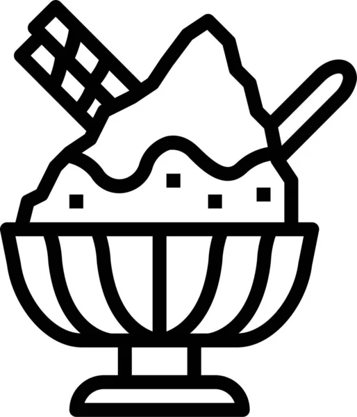 Dessert Ijs Geschoren Pictogram Omtrek Stijl — Stockvector