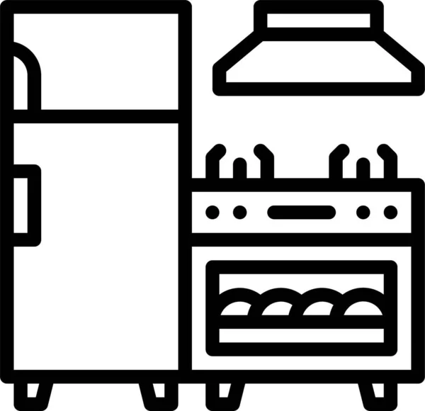 Supermarkt Winkelcentrum Pictogram Grote Lijnen Stijl — Stockvector