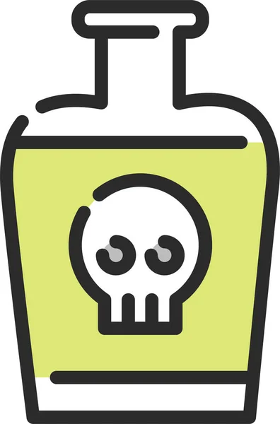 Icono Muerte Peligro Botella Estilo Contorno Lleno — Vector de stock