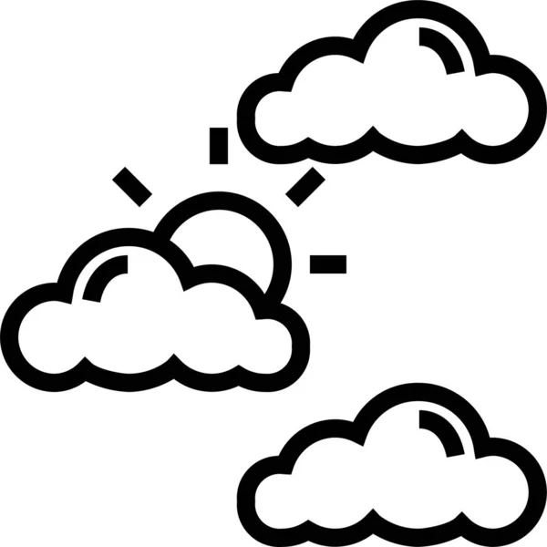 Σύννεφο Συννεφιά Ηλιόλουστο Εικονίδιο Στυλ Περίγραμμα — Διανυσματικό Αρχείο