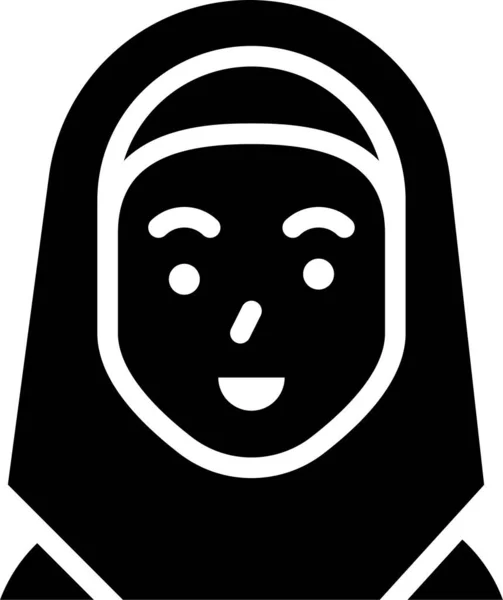 Avatar Hembra Hijab Icono Estilo Sólido — Vector de stock