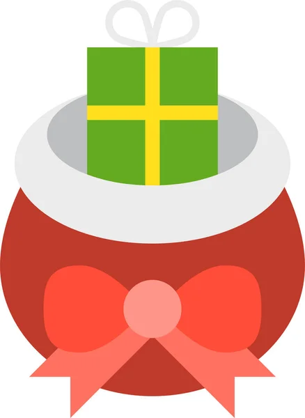 Cadeau Noël Icône Boîte Cadeau Dans Style Plat — Image vectorielle