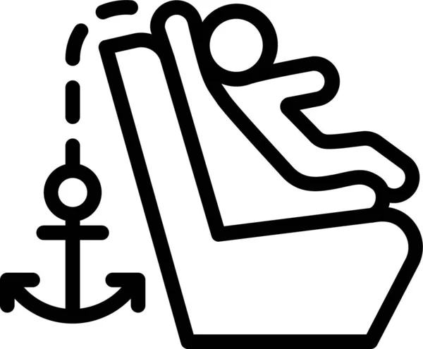 Child Seat Isofix Icon Outline Style — Stock Vector