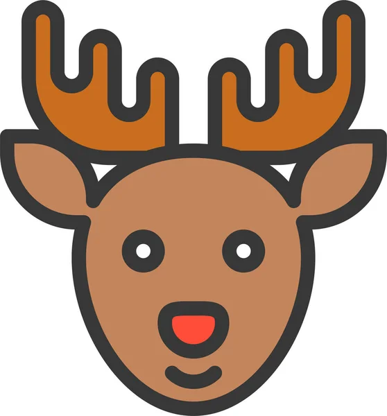Animal Icono Venado Navidad Estilo Contorno Lleno — Vector de stock