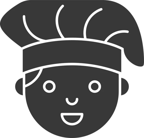 Avatar Chef Cocinero Icono Estilo Sólido — Vector de stock