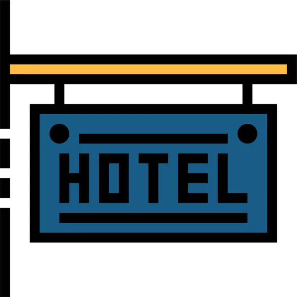 Hostel Hotel Pihenés Ikon Kitöltött Vázlatos Stílusban — Stock Vector