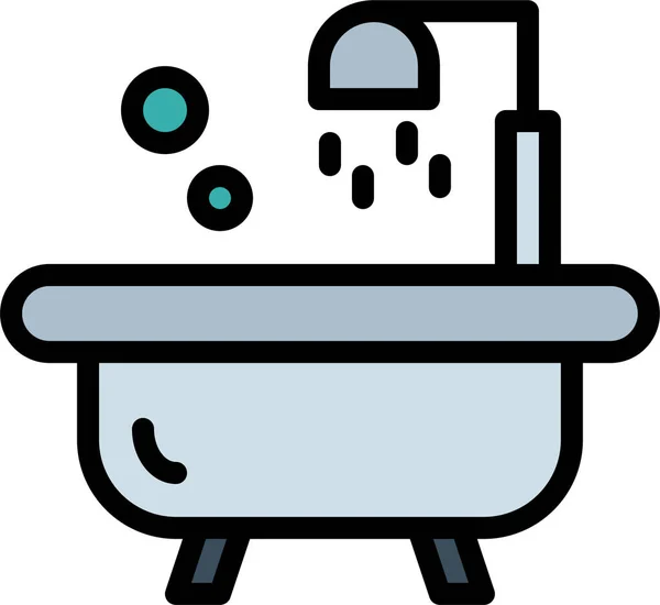 浴室浴缸图标填充轮廓风格 — 图库矢量图片
