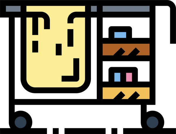 Verpakking Vervoer Trolley Pictogram Gevulde Outline Stijl — Stockvector