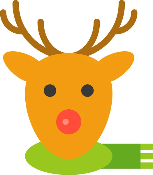 Animal Icono Venado Navidad Estilo Plano — Vector de stock