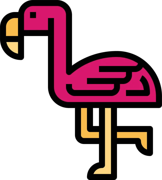 Animal Pássaro Ícone Flamingo Estilo Esboço Preenchido — Vetor de Stock