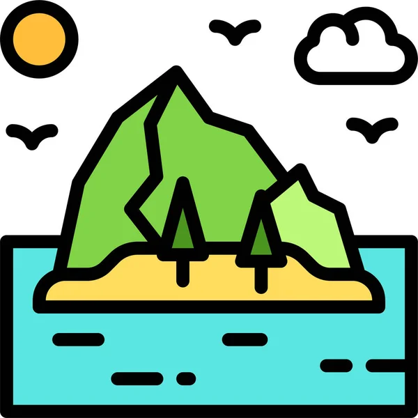 Paisaje Terreno Icono Del Terreno Estilo Contorno Lleno — Vector de stock