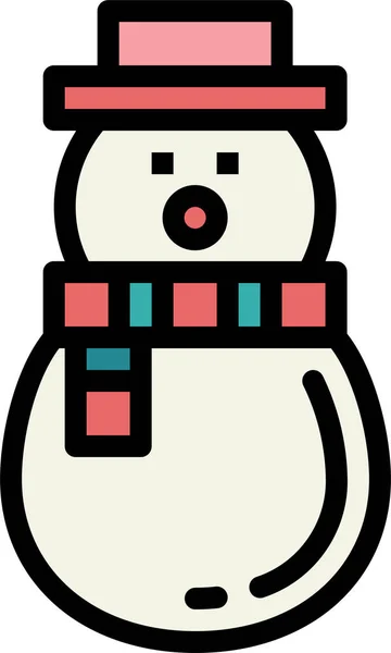 Cold Snow Snowman Icon Filled Outline Style — Vetor de Stock