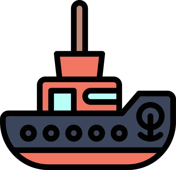 Transport Vehicle Tugboat Icon Filled Outline Style — Vetor de Stock