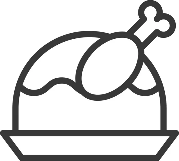 Pollo Navidad Comida Icono Estilo Del Esquema — Vector de stock