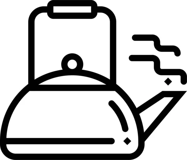 Koken Voedsel Ketel Pictogram Omtrek Stijl — Stockvector