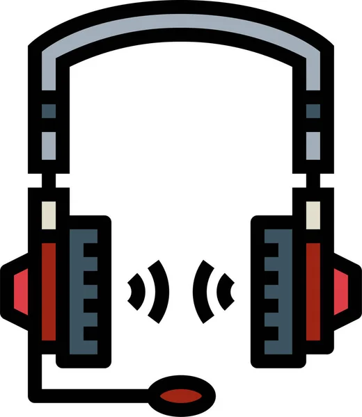 Écouteurs Audio Icône Électronique Dans Style Contour Rempli — Image vectorielle