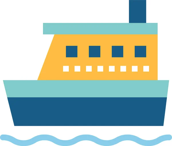 Boat Ferry Ocean Icon Flat Style — Stock Vector