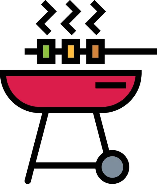 Barbecue Icône Barbecue Grill Dans Style Contour Rempli — Image vectorielle