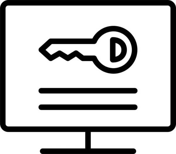 Key Login Monitor Icon Outline Style — Vetor de Stock