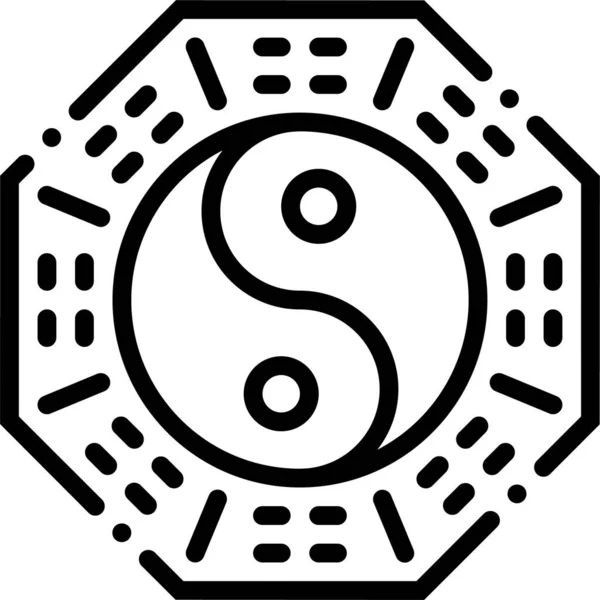 Амулет Китайський Значок Контуру Контурному Стилі — стоковий вектор
