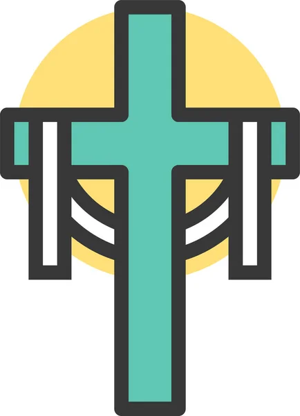 Célébration Icône Croix Christ Dans Style Contour Rempli — Image vectorielle