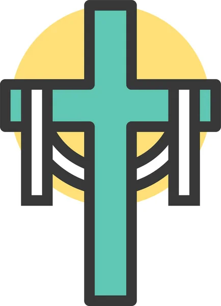 Celebración Cristo Cruz Icono Estilo Contorno Lleno — Vector de stock