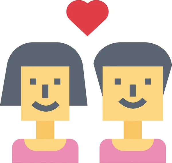 Couple Man Romance Icon Flat Style — Wektor stockowy