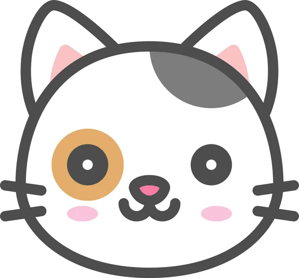 Icono Gato Avatar Calico Estilo Contorno Lleno — Vector de stock