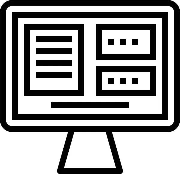 Icône Écran Moniteur Ordinateur Dans Style Contour — Image vectorielle