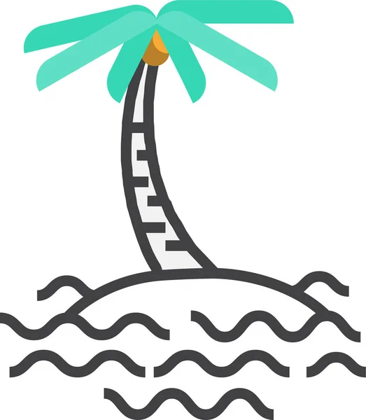 Икона Летнего Отдыха Пляже Стиле Заполненного Контура — стоковый вектор