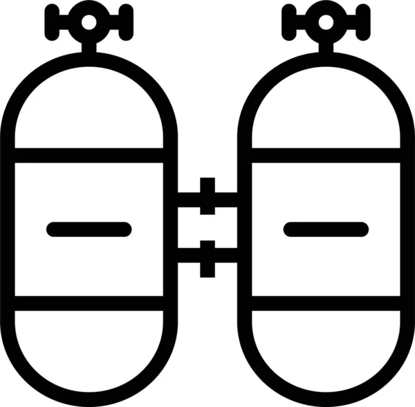 Icône Oxygène Nautique Cylindre Dans Style Contour — Image vectorielle