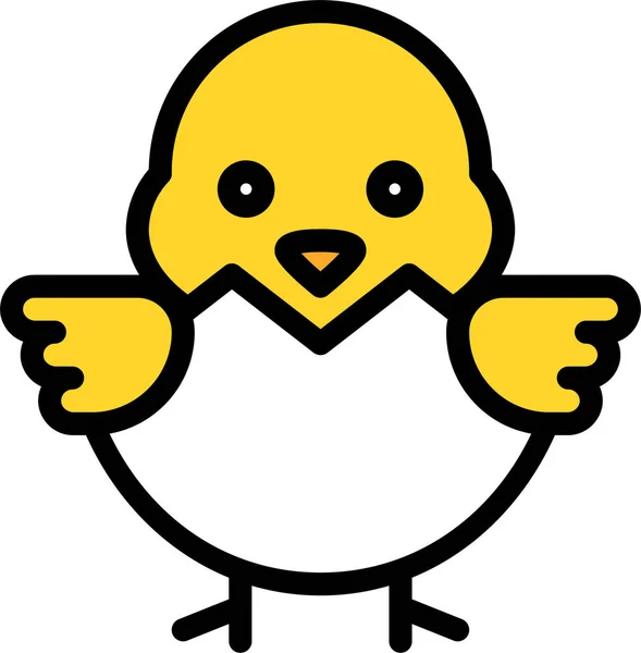 Animal Chick Chicken Icon Filled Outline Style — Vetor de Stock