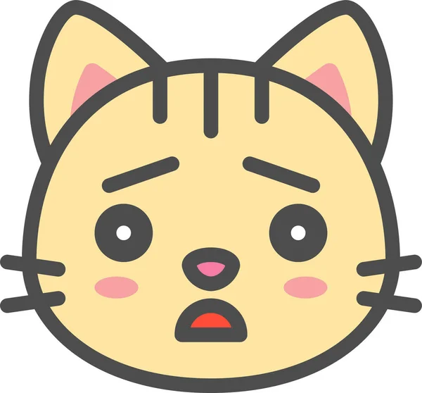 Cat Cute Face Icon Filled Outline Style — Stock vektor