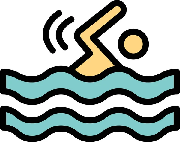 Vacaciones Deportes Natación Icono Estilo Contorno Lleno — Vector de stock