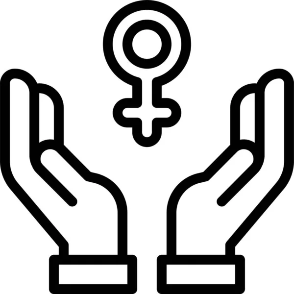 女性主义女性女权主义图标的轮廓风格 — 图库矢量图片