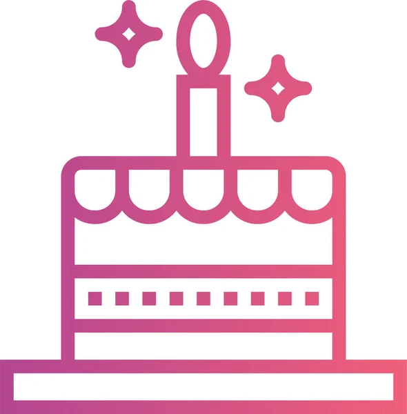 面包店生日蛋糕图标轮廓风格 — 图库矢量图片