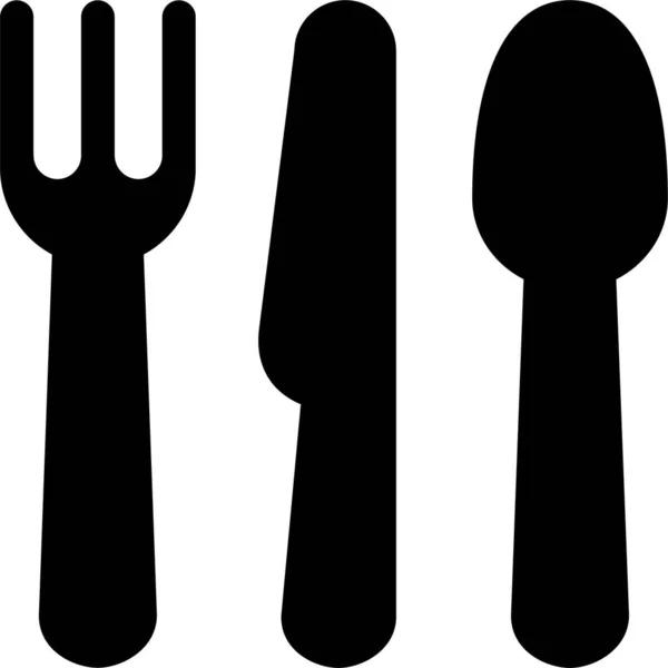 餐具以坚实的风格吃叉子图标 — 图库矢量图片