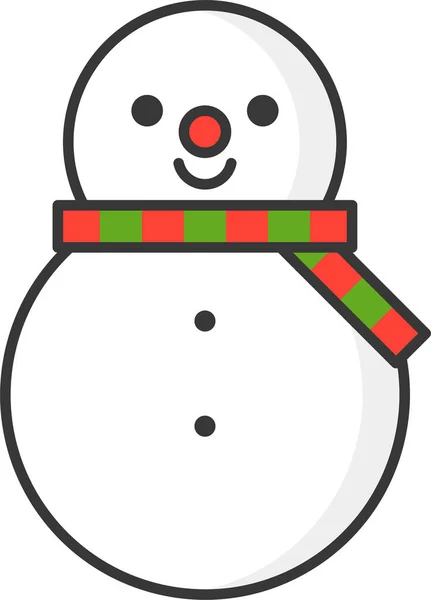 圣诞雪人图标 填充轮廓风格 — 图库矢量图片
