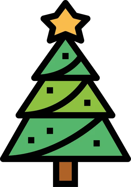 Икона Природы Рождественского Леса Стиле Заполненной Очертания — стоковый вектор