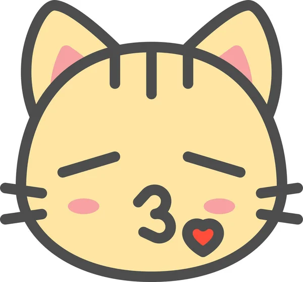 Cat Cute Face Icon Filled Outline Style — Stock vektor