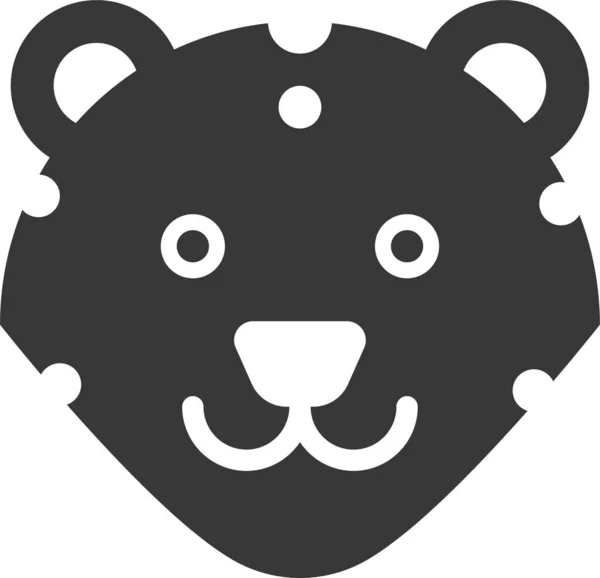 Icono Cabeza Cara Animal Estilo Sólido — Vector de stock