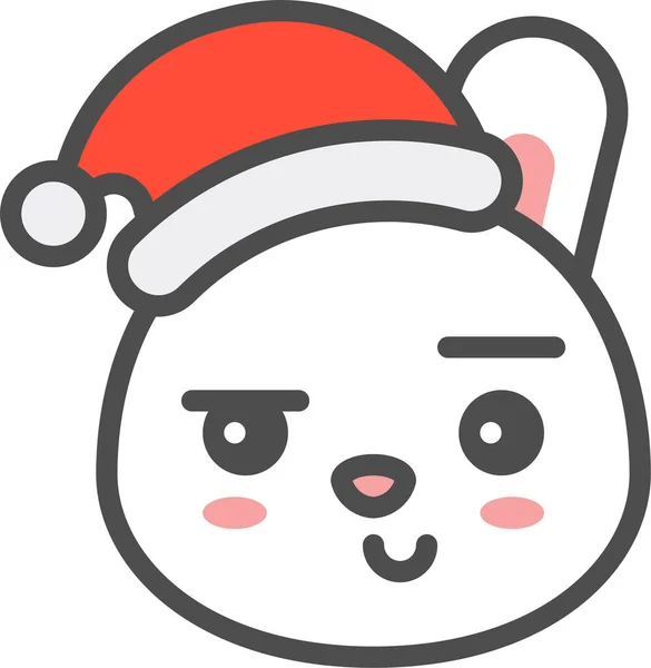 Bunny Christmas Emoji Icon Filled Outline Style — Vettoriale Stock