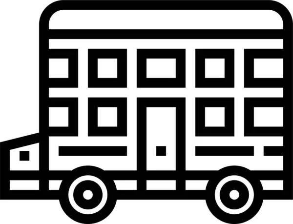 Bus Decker Dubbel Pictogram Omtrek Stijl — Stockvector