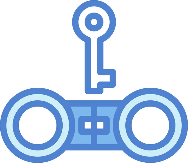 Schlüsselschloss Symbol Für Handschellen Ausgefüllter Form — Stockvektor